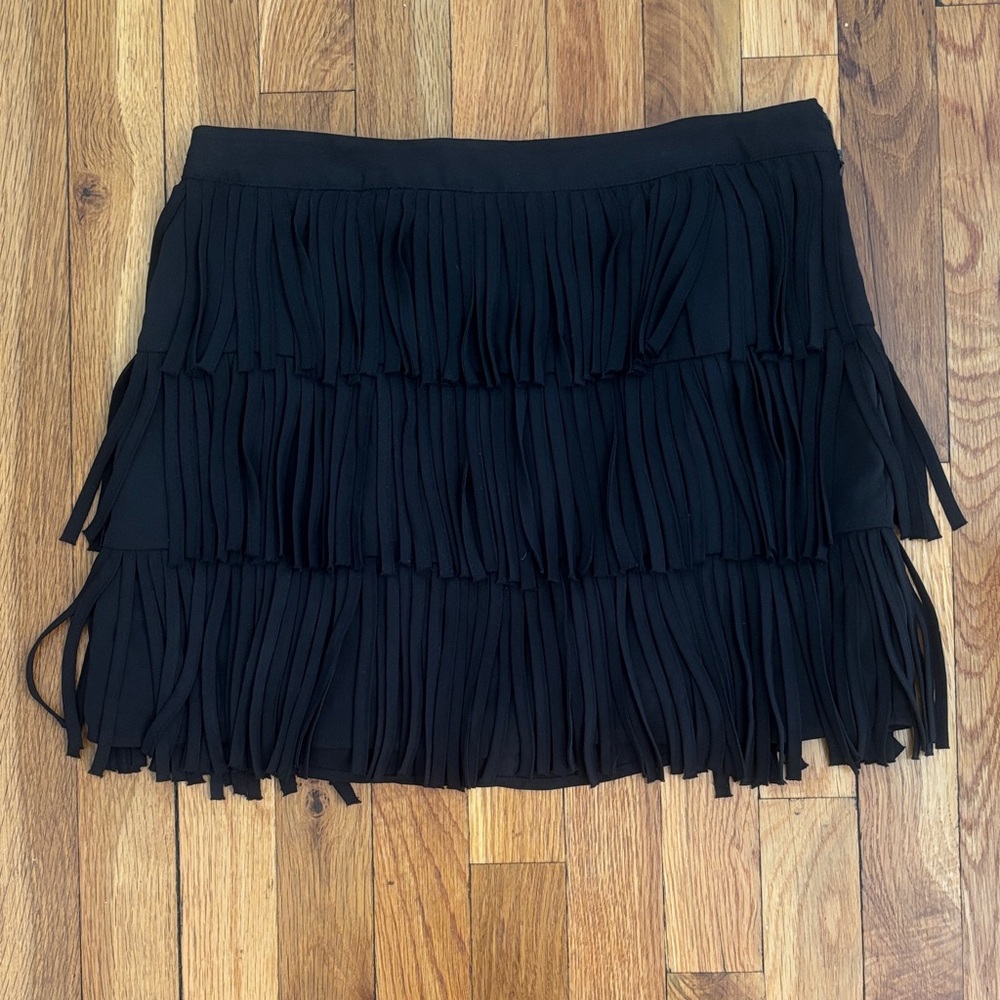 Forever 21 Black Fringe Mini Skirt (4)